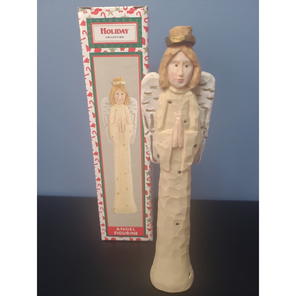 Angel Praying carved Wood look Resin Figurine‎ Mixed Materials Folk Art 7.5" B